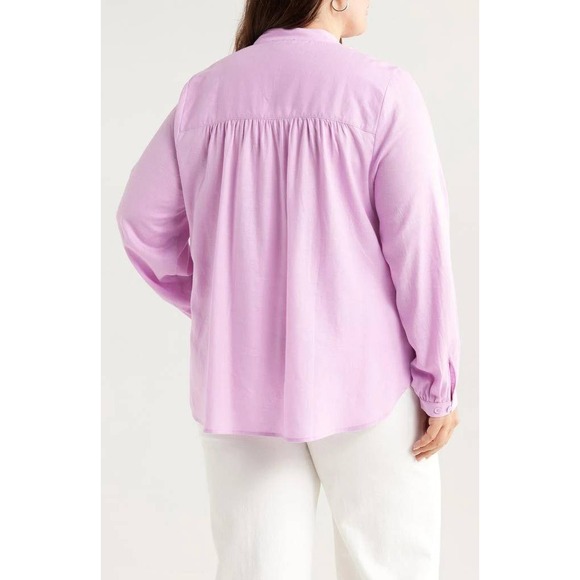 UNIVERSAL STANDARD Aix Linen Button Up Button Up Women Medium Pink Long Sleeve - Picture 2 of 16